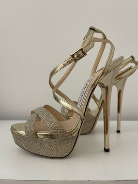 Jimmy Choo Metallic Gold Platform Heels